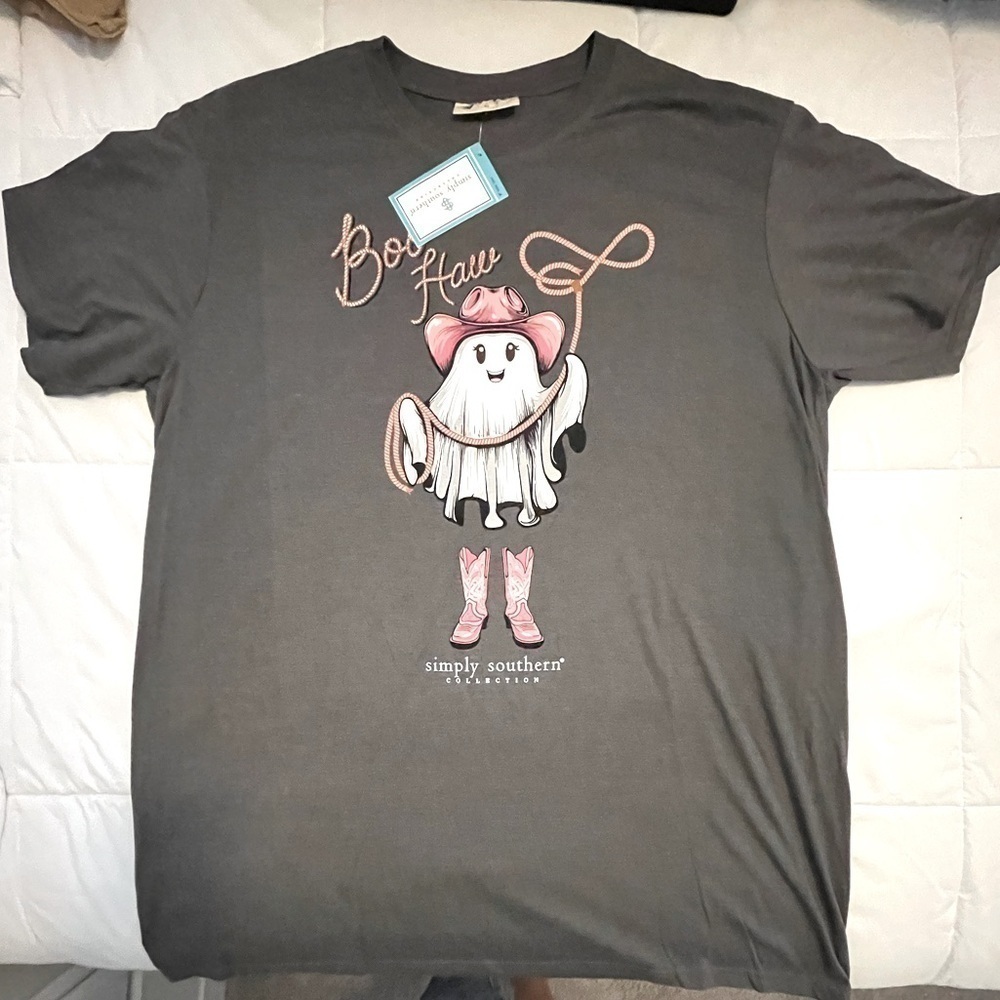 Simply Southern “Boo Haw” Tshirt Size XXL. Grey
